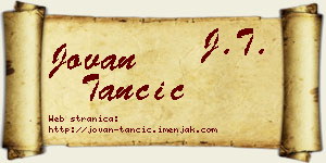 Jovan Tančić vizit kartica